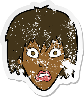 Bir insan tarafından çizilmiş korkmuş bir karikatürün gerilimli çıkartması.