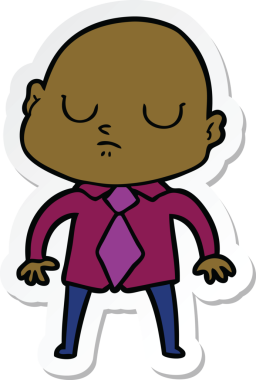 Bir insan tarafından çizilmiş kel bir adamın çıkartması.