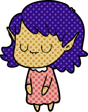 Bir insan tarafından çizilmiş mutlu elf kızı.