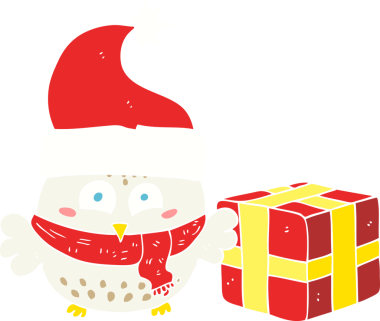 Bir insan tarafından çizilen baykuşun düz renk çizimi