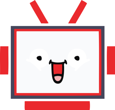 Bir insan tarafından çizilmiş robot kafasının düz renkli retro karikatürü