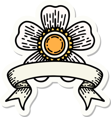 Bir insan tarafından çizilmiş çiçek pankartıyla dövme stili