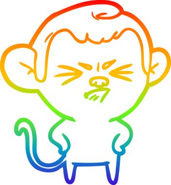 Gökkuşağı gradyan çizgi çizimi bir insan tarafından çizilmiş sinir bozucu bir maymun