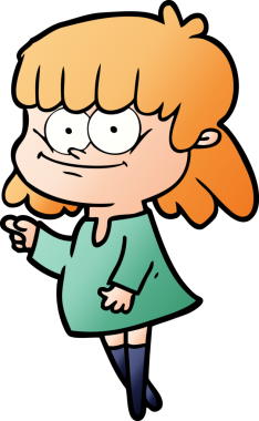 Bir insan tarafından çizilmiş gülümseyen bir kadın.