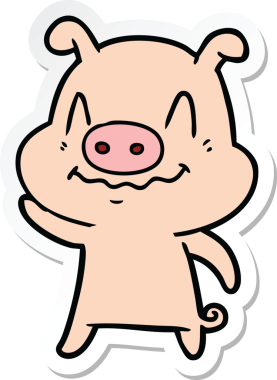 Bir insan tarafından çizilmiş sinirli bir domuzun çıkartması.