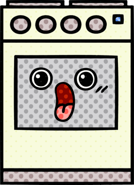 Bir insan tarafından çizilmiş mutfak fırınının çizgi romanı.