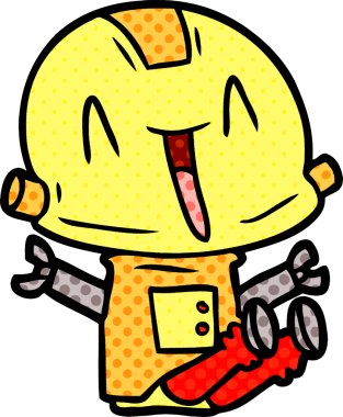 Bir insan tarafından çizilmiş çizgi film robotu