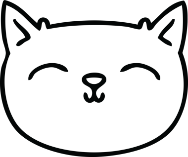 Bir insan tarafından çizilmiş garip çizgi film kedi yüzü.