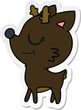 Bir insan tarafından çizilmiş şirin kırmızı burunlu ren geyiği çizimi.