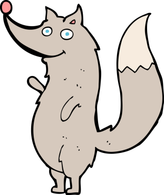 Bir insan tarafından çizilmiş, el sallayan bir kurt.