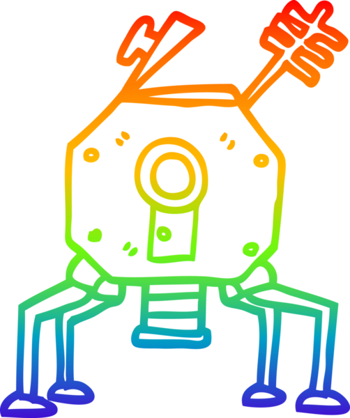 Bir insan tarafından çizilmiş bir uzay roketinin gökkuşağı gradyanı çizimi