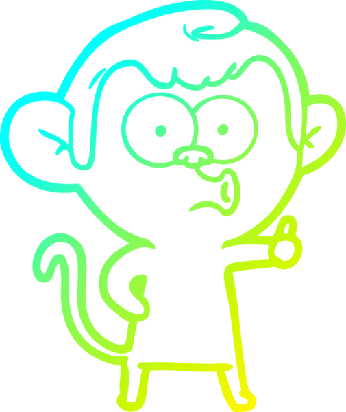 Bir insan tarafından çizilen korna çalan bir maymunun soğuk çizgi çizimi.