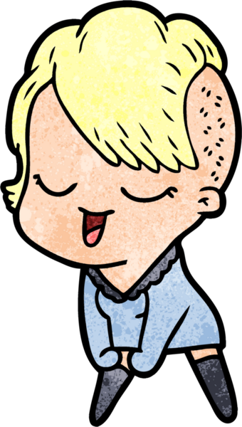 Bir insan tarafından çizilmiş mutlu çizgi film kızı.