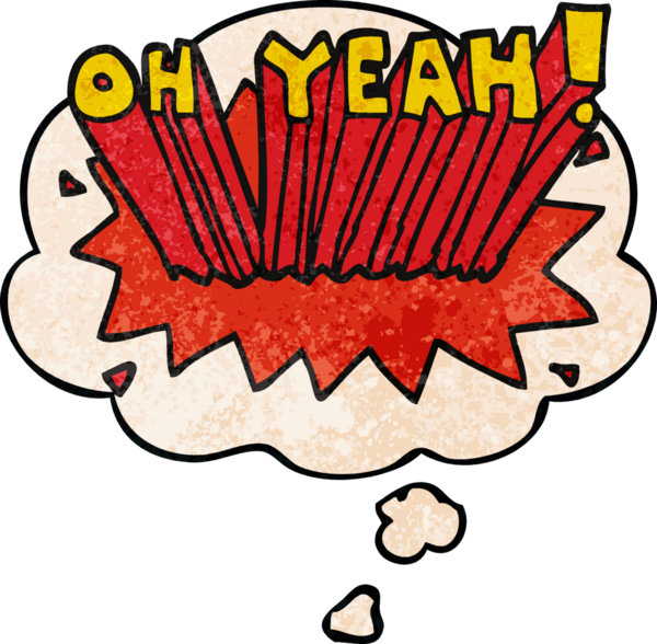 Çizgi film metni. Evet! Bir insan tarafından çizilmiş grunge desenli düşünce baloncuğu ile