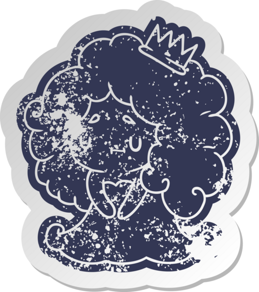 Bir insan tarafından çizilmiş sevimli bir kawai prensesinin eski bir karikatür çıkartması.