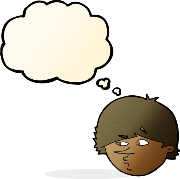 Bir insan tarafından çizilmiş düşünce baloncuğu olan şüpheli bir adam.