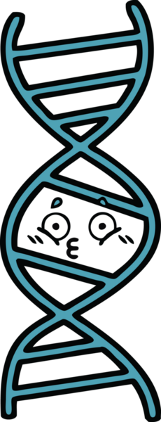 Bir insan tarafından çizilmiş DNA iplikçikli şirin bir çizgi film.