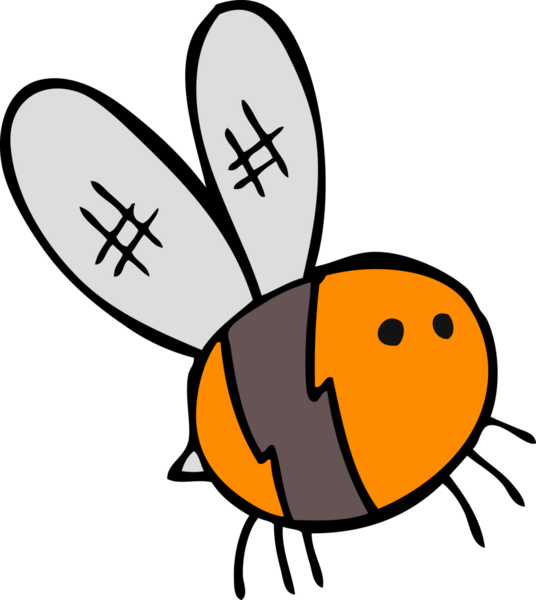 Bir insan tarafından çizilmiş çizgi film arısı.