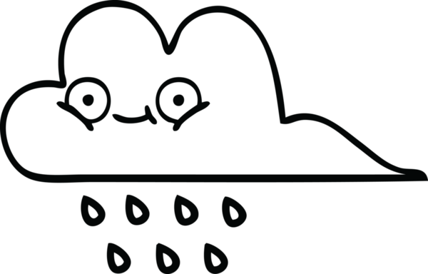 Bir insan tarafından çizilmiş yağmur bulutunun çizgi çizimi