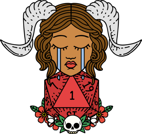 Retro Dövme Tarzı Hüzünlü döşeme Doğal bir d20 zar atışıyla bir insan tarafından çizilmiş