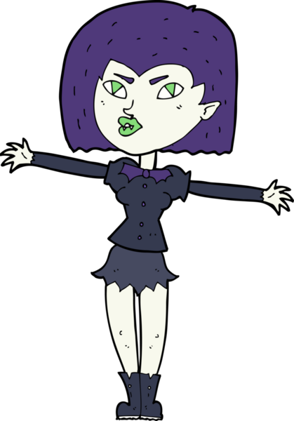 Bir insan tarafından çizilmiş vampir kız çizgi filmi.