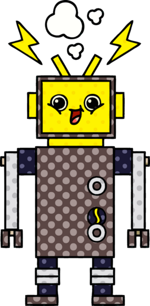 bir insan tarafından çizilmiş bir robotun çizgi roman tarzı