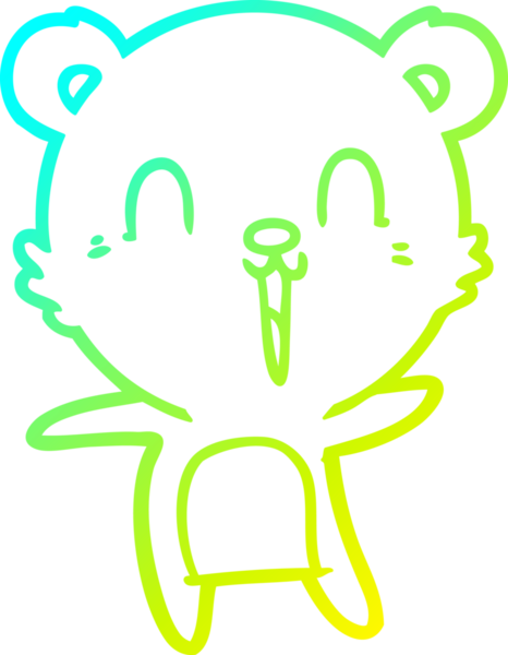 Bir insan tarafından çizilmiş mutlu bir kutup ayısının soğuk çizgi çizimi.