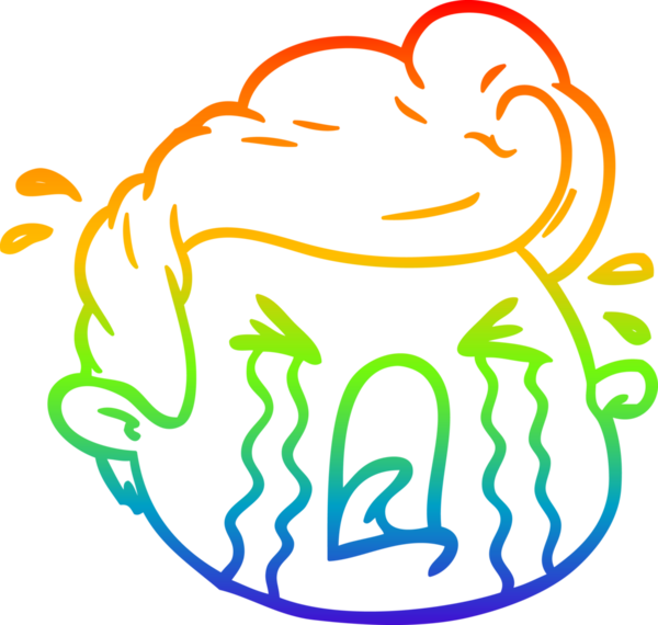 Gökkuşağı gradyan çizgi çizimi bir insan tarafından çizilmiş ağlayan bir çocuk