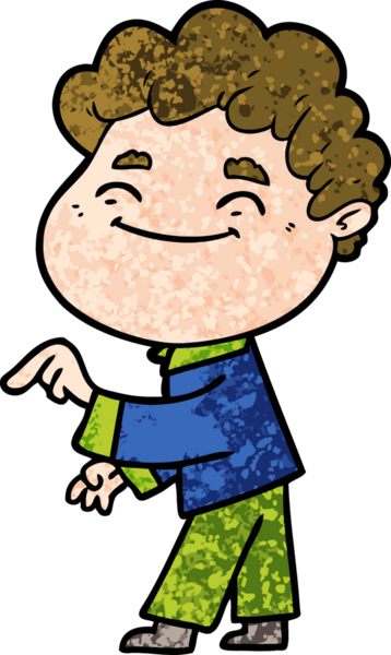 Bir insan tarafından çizilmiş çizgi film dostu bir adam.