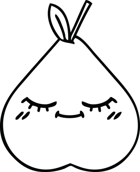 Bir insan tarafından çizilmiş yeşil bir armut çizimi.