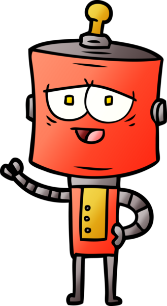 Bir insan tarafından çizilmiş çizgi film robotu