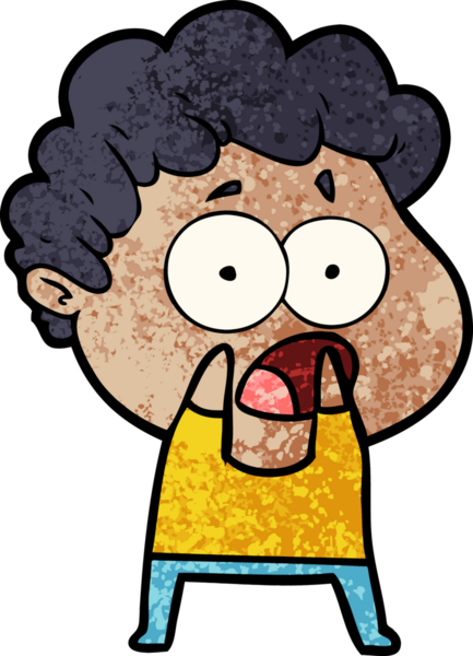 Bir insan tarafından çizilmiş bir karikatür adamı şaşkınlıkla nefes nefese kaldı.