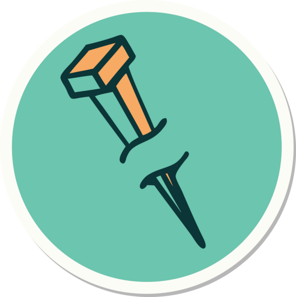 Bir insan tarafından çizilmiş geleneksel demir çivi stili dövme çıkartması.