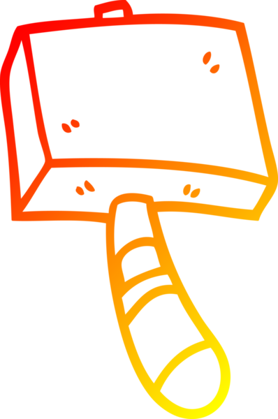 Bir insan tarafından çizilmiş karikatür ahşap bir çekiç.