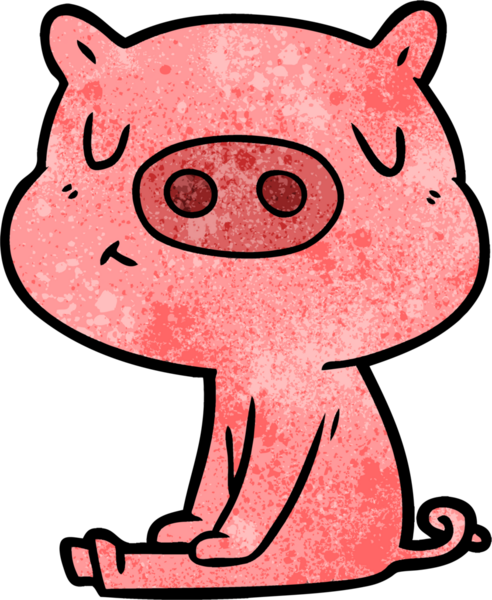 Bir insan tarafından çizilen çizgi film içerikli domuz meditasyonu