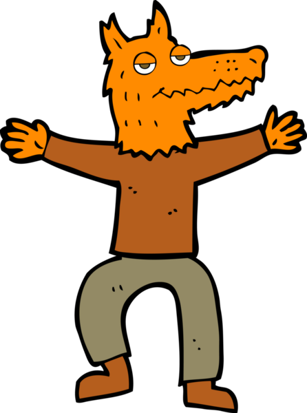 Bir insan tarafından çizilmiş tilki adam.