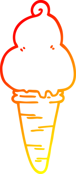 Bir insan tarafından çizilmiş çizgi film dondurmasının sıcak çizgi çizimi