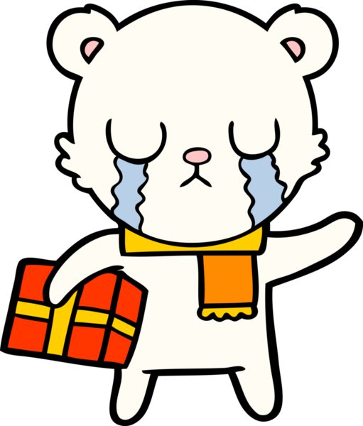 Ağlayan kutup ayısı çizgi filmi. Bir insan tarafından çizilmiş Noel hediyesi.