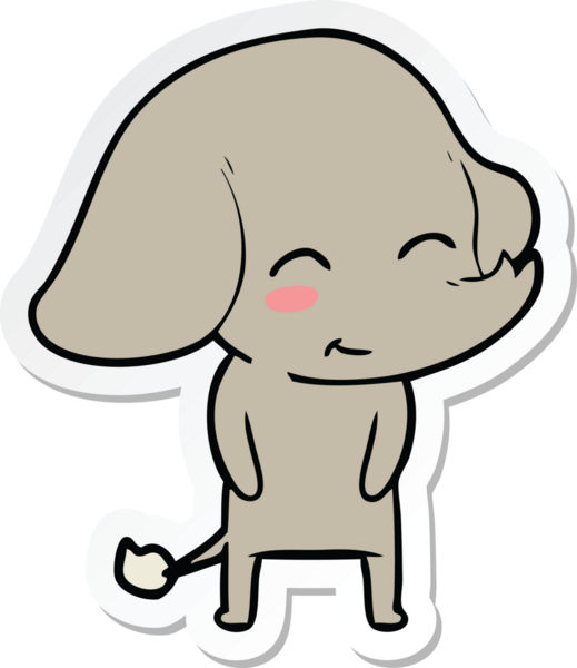 Bir insan tarafından çizilmiş şirin bir fil çıkartması.