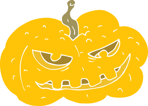 Bir insan tarafından çizilen cadılar bayramı balkabağının düz renk çizimi