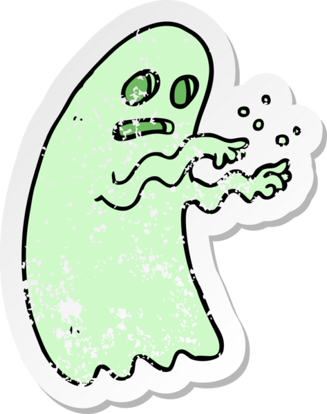 Bir insan tarafından çizilmiş karikatür bir hayaletin gerilmiş çıkartması.