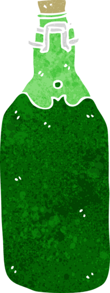 Bir insan tarafından çizilmiş karikatür şişesi.