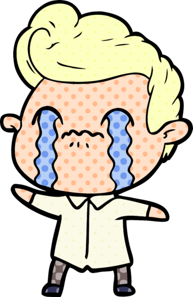 Bir insan tarafından çizilmiş ağlayan çizgi film adamı.