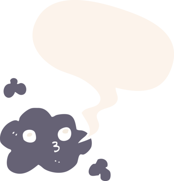 Konuşma baloncuğu olan sevimli çizgi film bulutu bir insan tarafından çizilmiş.