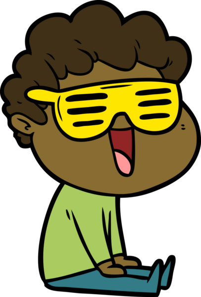 Bir insan tarafından çizilmiş gülen karikatür adam.