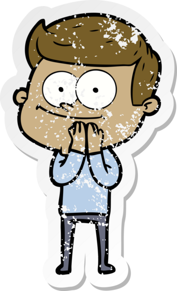 Bir insan tarafından çizilmiş mutlu bir adamın sıkıntılı çıkartması.