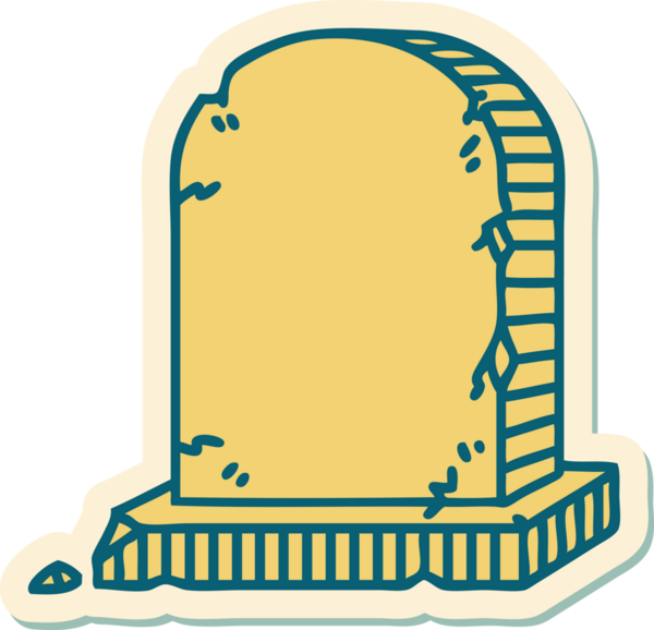 Bir insan tarafından çizilmiş bir mezar taşının geleneksel stiliyle dövme çıkartması.