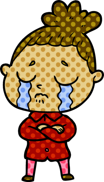 Bir insan tarafından çizilmiş ağlayan kadın çizgi filmi.