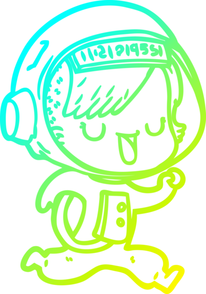 Bir insan tarafından çizilmiş soğuk gradyan çizgili astronot kadın çizimi.