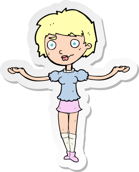 Bir insan tarafından çizilmiş kollarını açan bir karikatür kadının çıkartması.